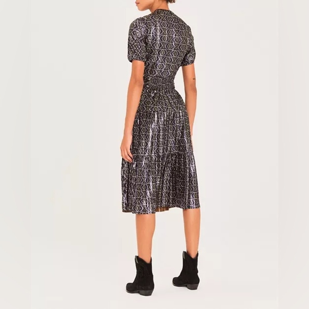 Anthropologie ba&sh Posy Dress Shimmer Metallic Purple and Gold Size L - Picture 4 of 5